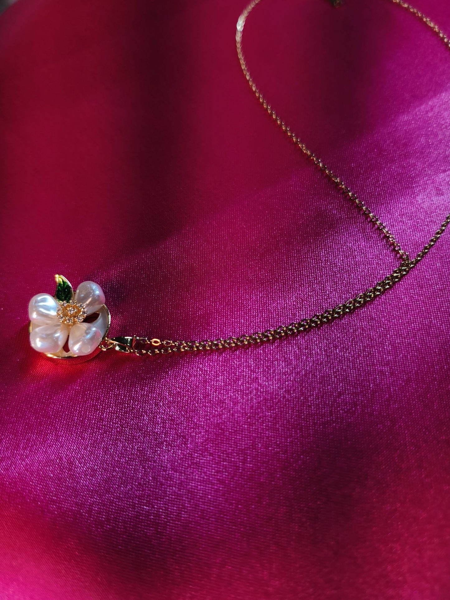 Pearl Petal Charm Necklace