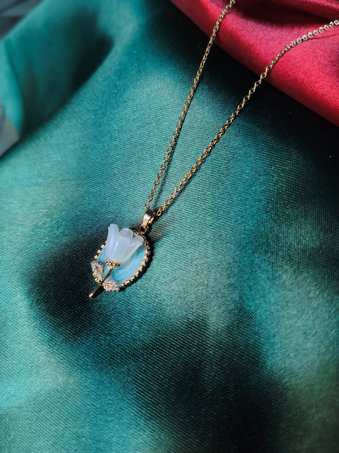Frost-Petal Carved Pendant