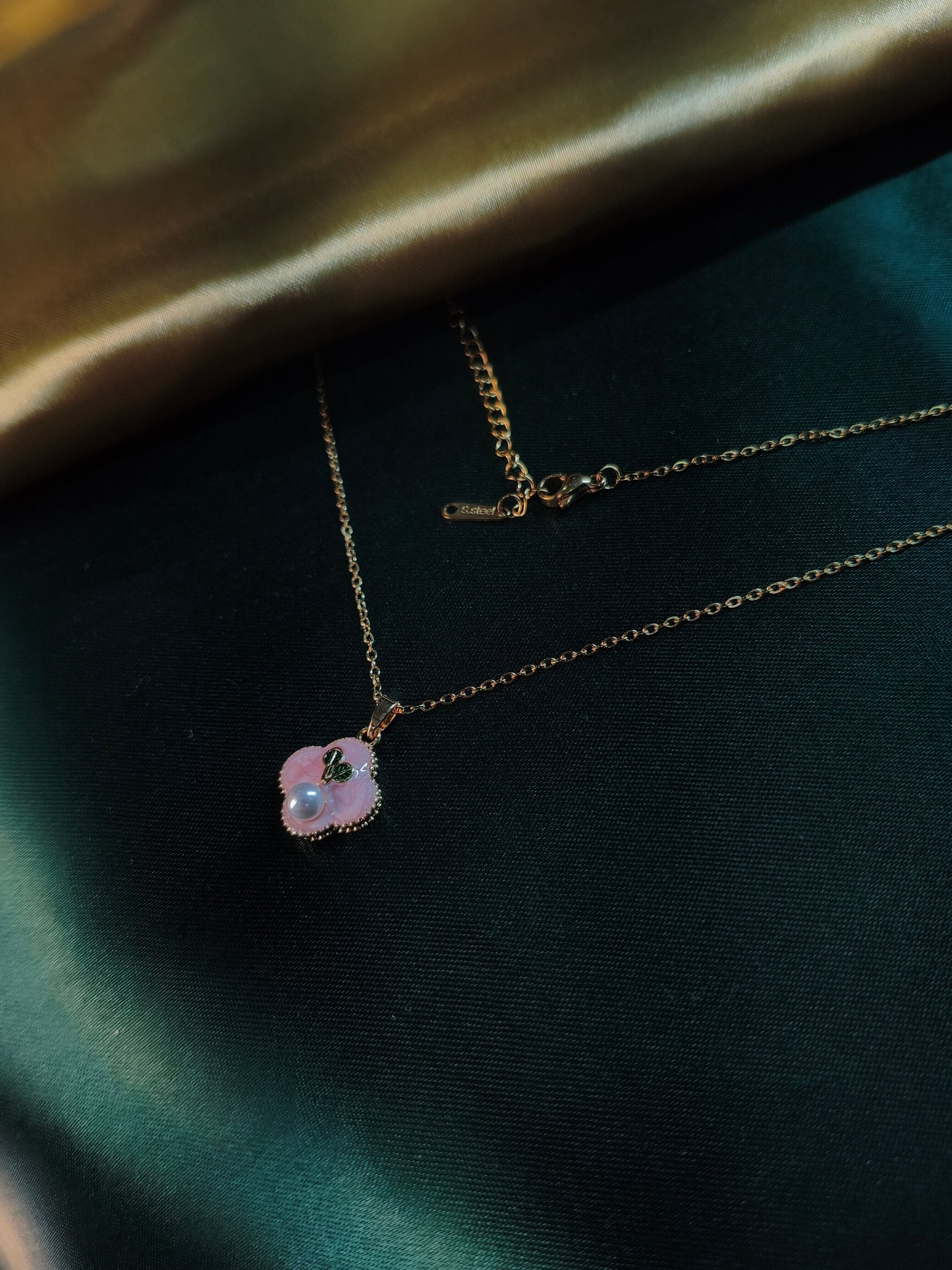 Enamel Pink Pearl Pendant