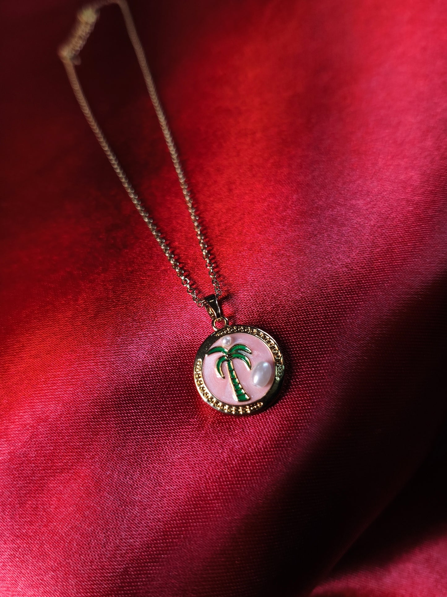 Palm Pearl Enamel Pendant