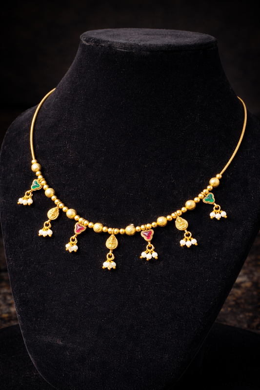 Festive Multicolour Pearl Invisible Necklace Set