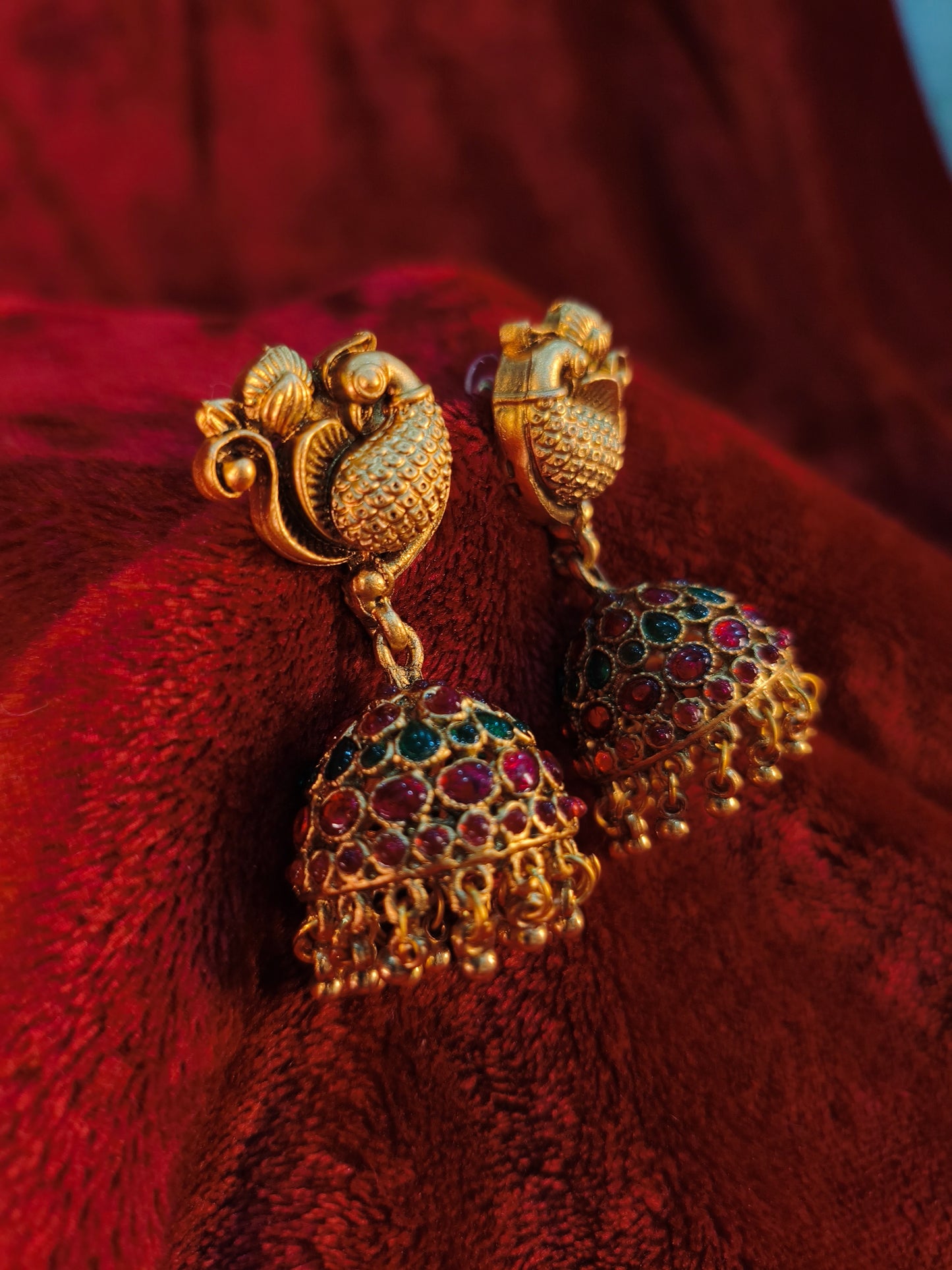 Traditional Peacock Temple Jewellery Set