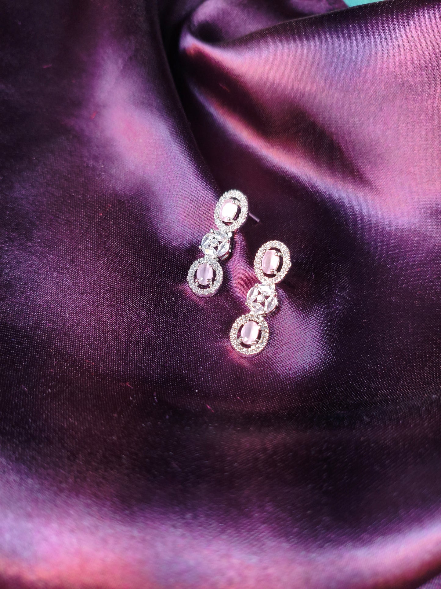 Blush Ice CZ Choker with Earrings & Maangtikka