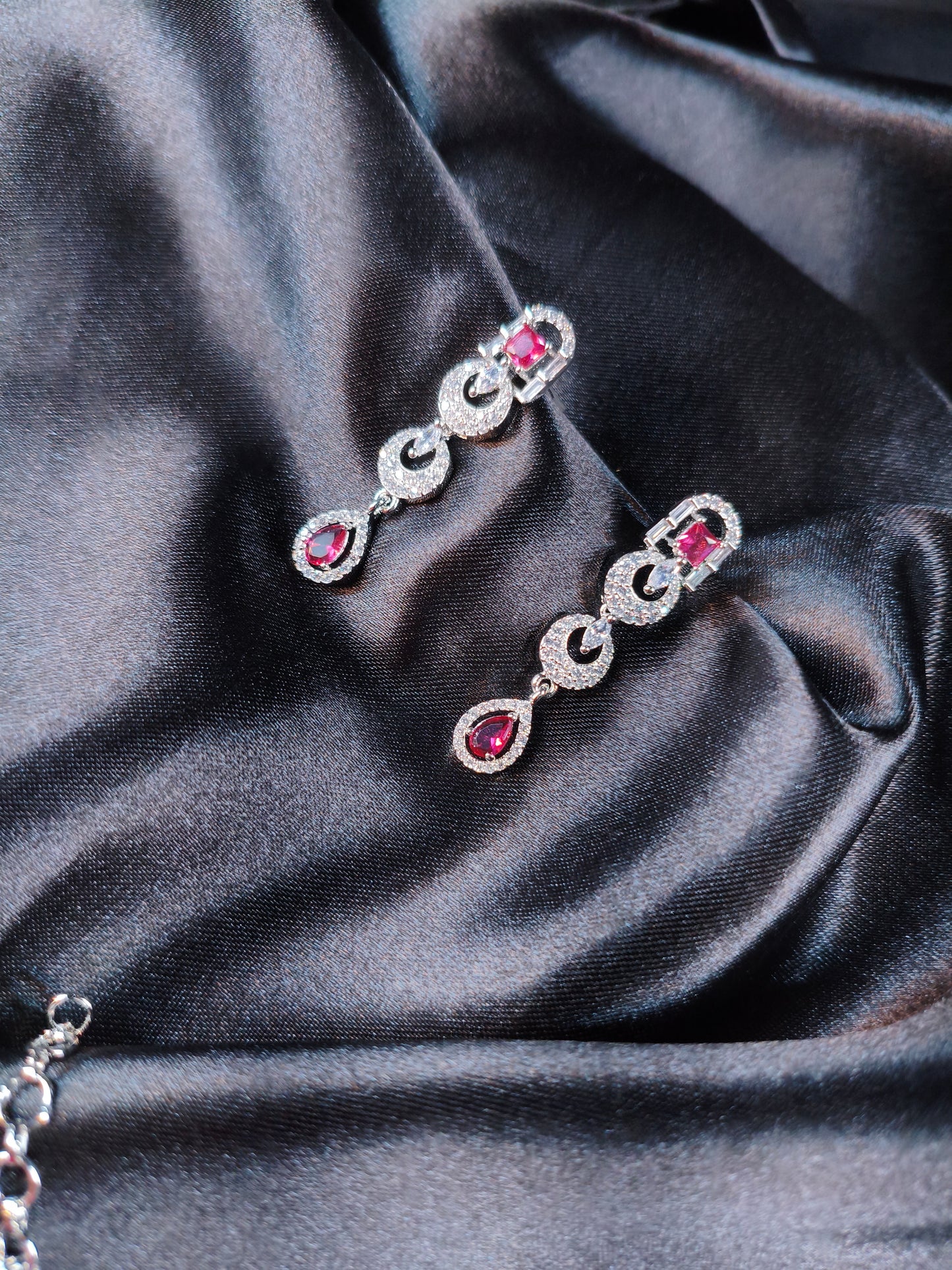 Ruby Swirl CZ Collar Necklace Set