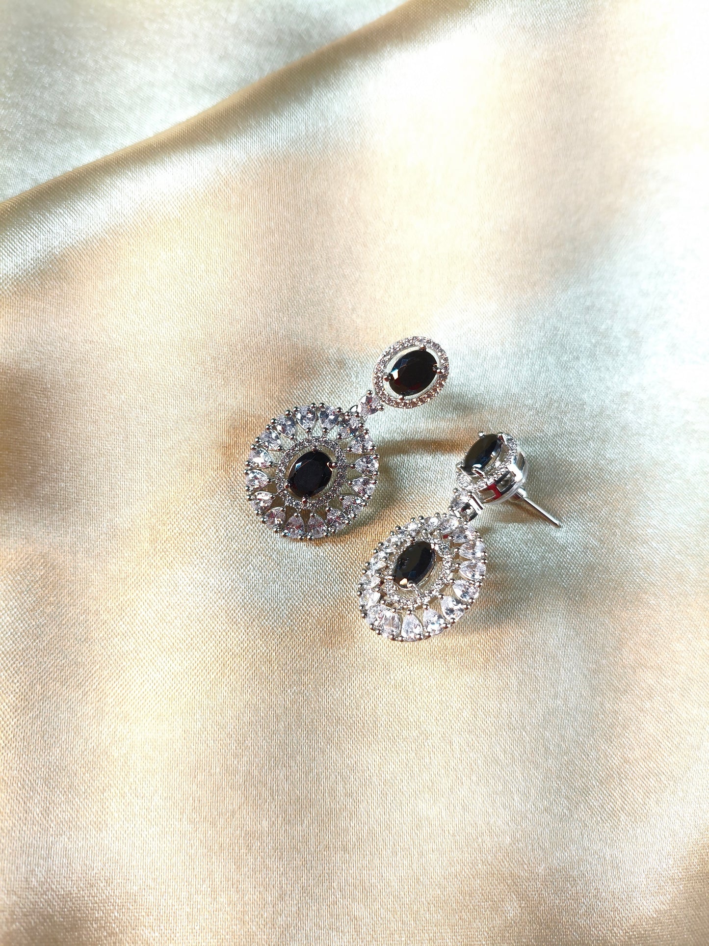Midnight Bloom Black CZ Necklace Set