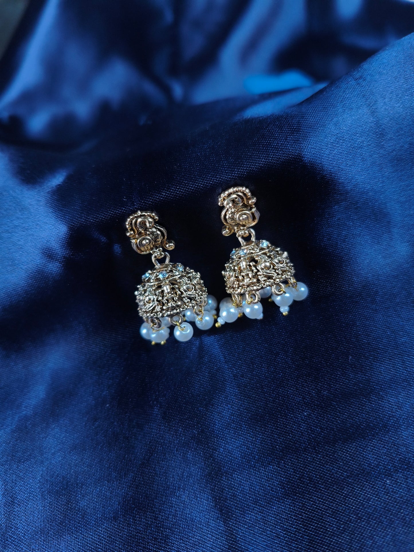 Pearl Bloom Antique Choker Set with Jhumkas