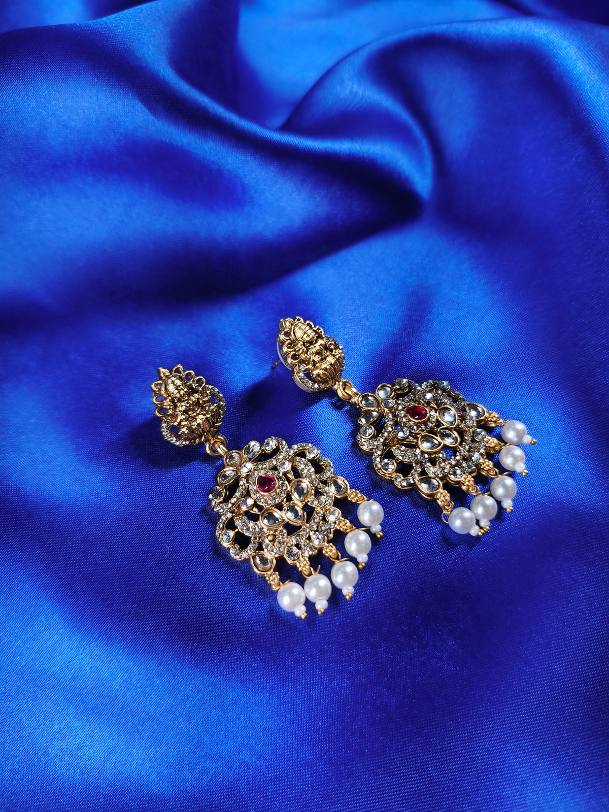 Royal Lakshmi Temple Choker Set with Ruby & Pearl Drops