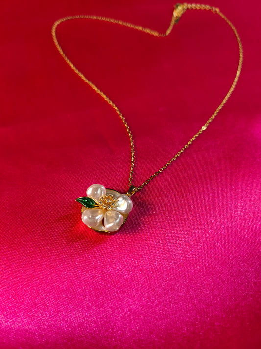 Pearl Petal Charm Necklace
