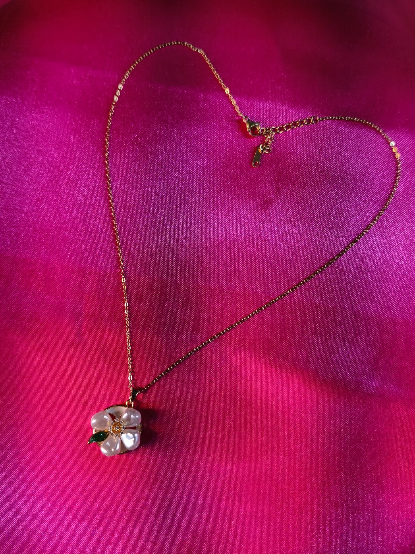 Pearl Petal Charm Necklace