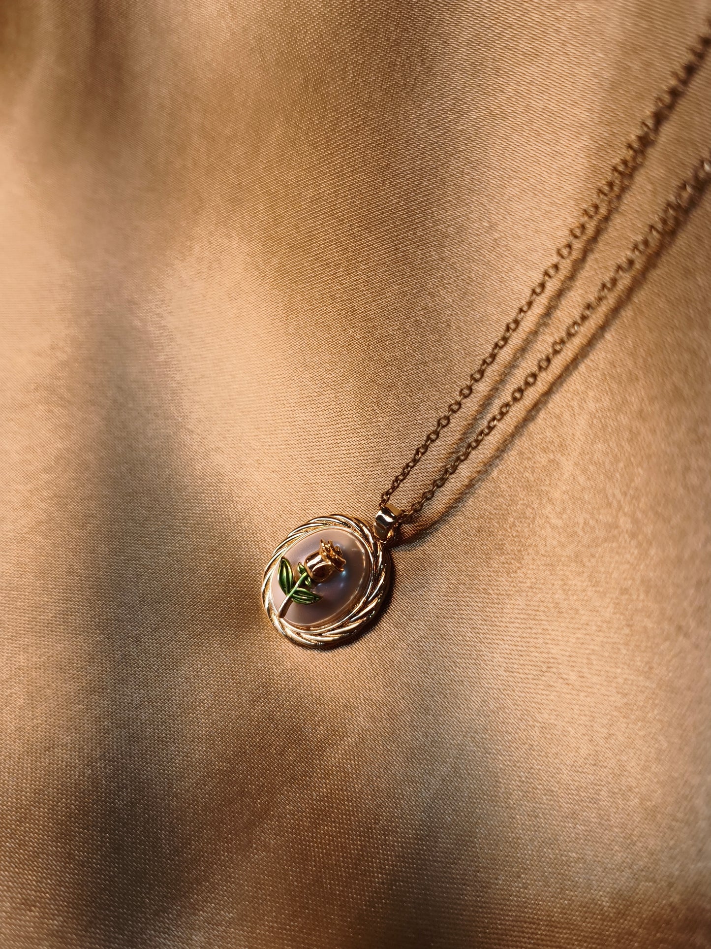 Golden Rose Pearl Pendant