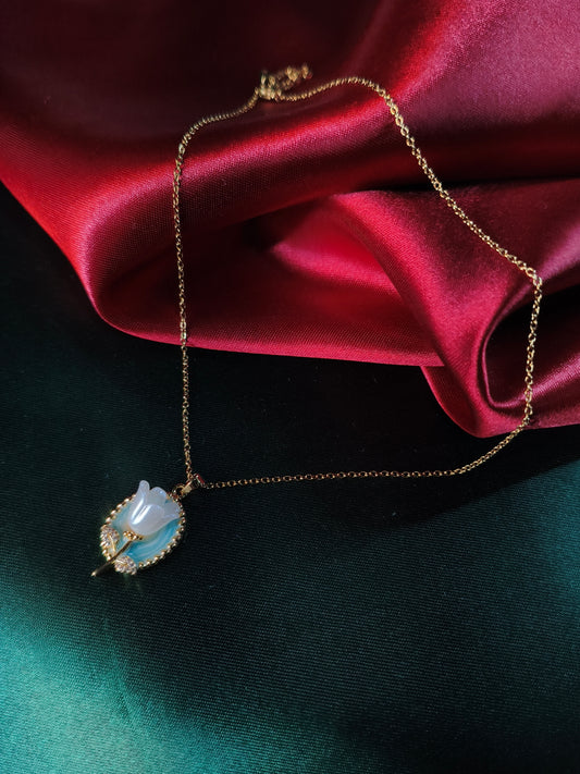 Frost-Petal Carved Pendant