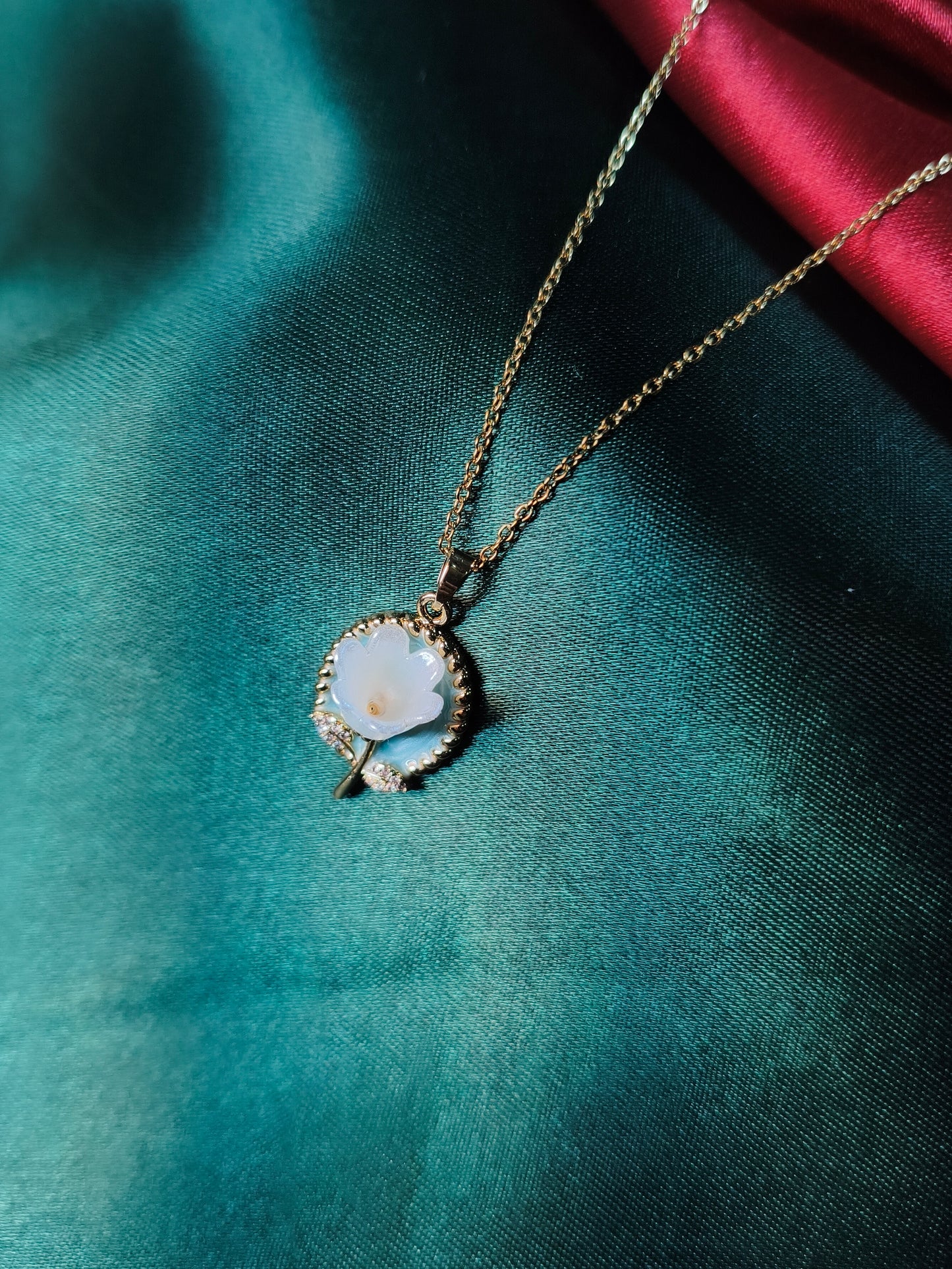 Frost-Petal Carved Pendant