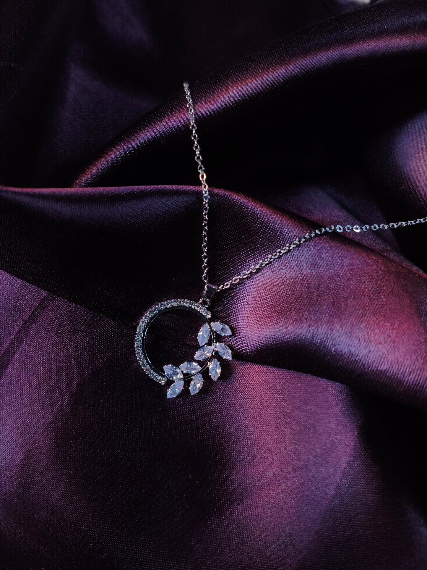 Crescent Leaf Shimmer Pendant