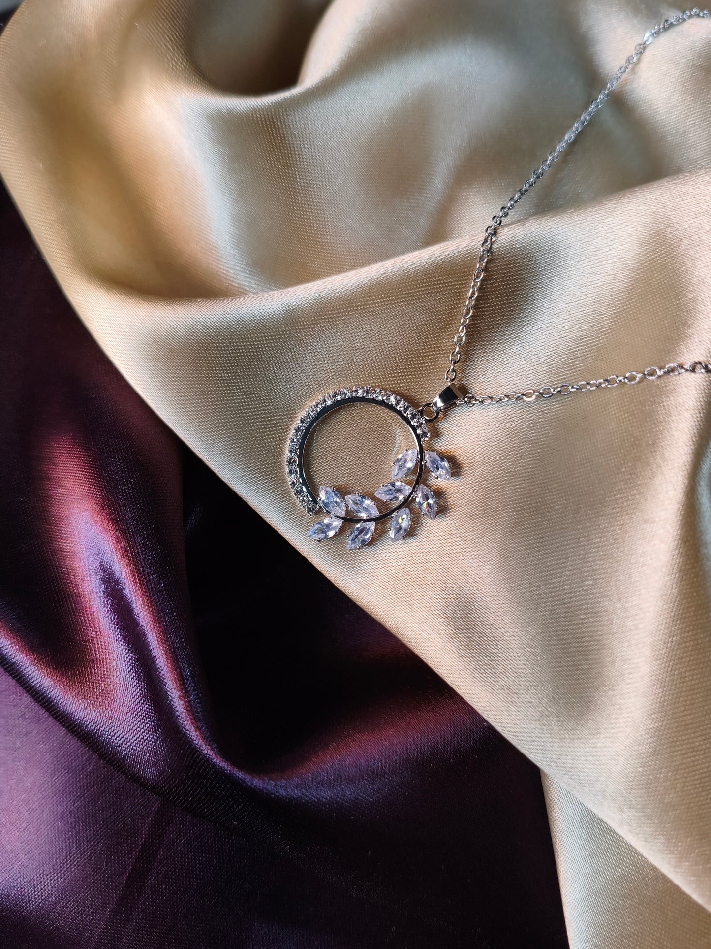 Crescent Leaf Shimmer Pendant