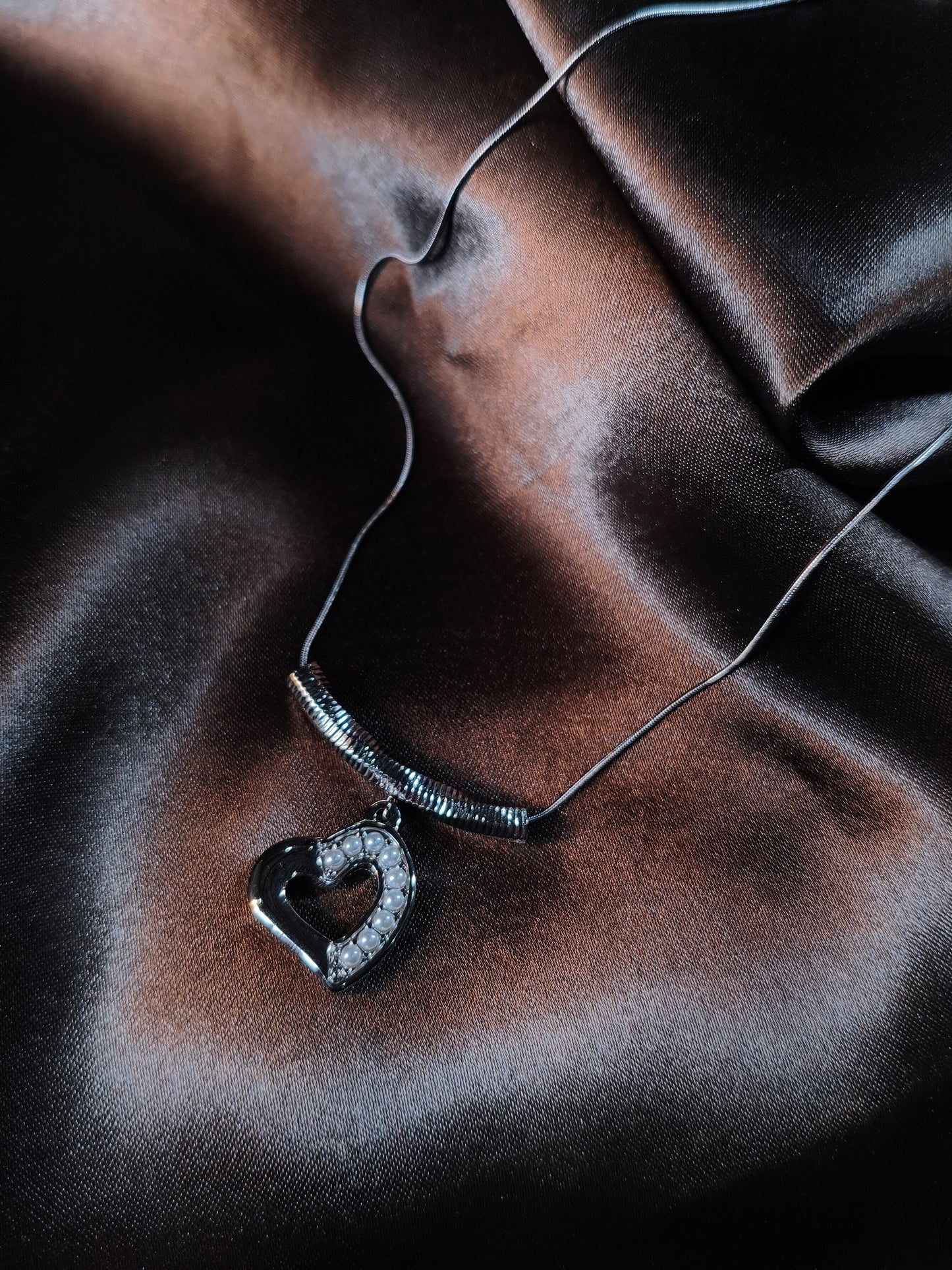 Pearl-Stud Heart Charm Pendant