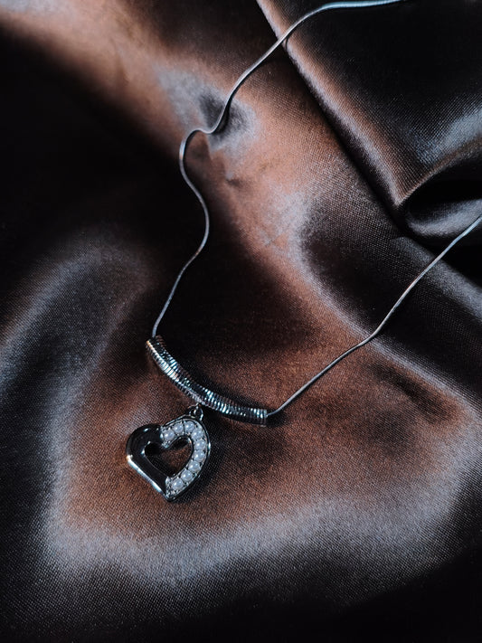 Pearl-Stud Heart Charm Pendant