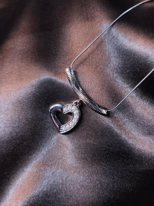 Pearl-Stud Heart Charm Pendant
