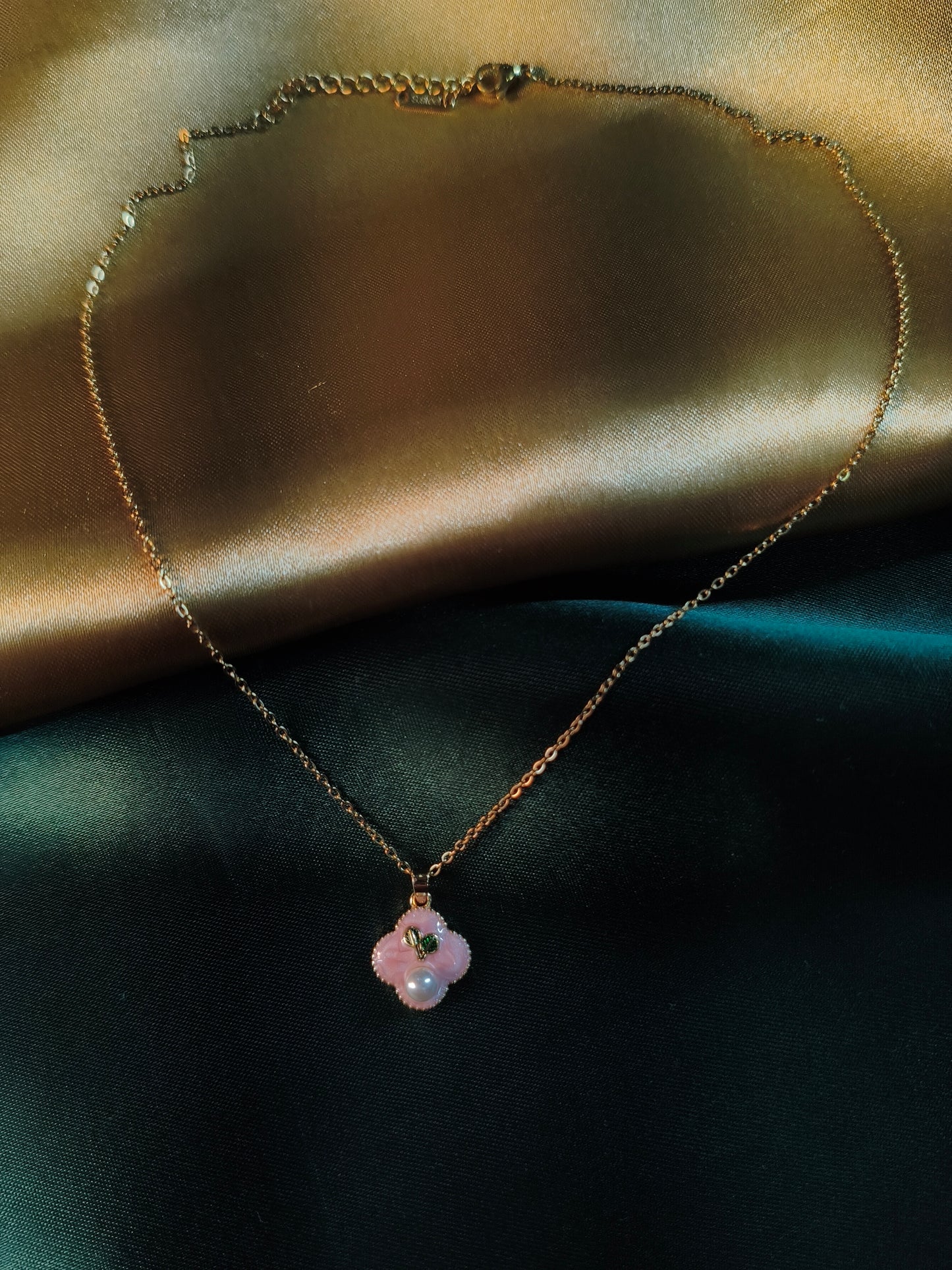 Enamel Pink Pearl Pendant