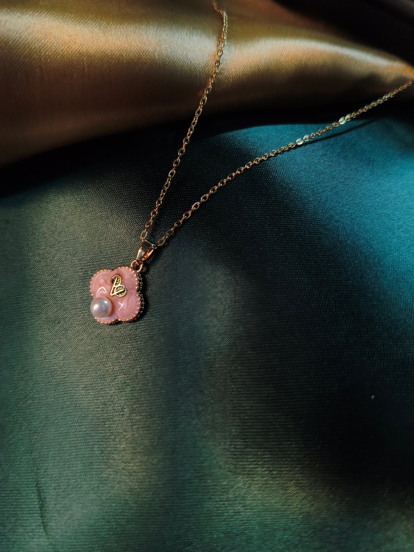 Enamel Pink Pearl Pendant