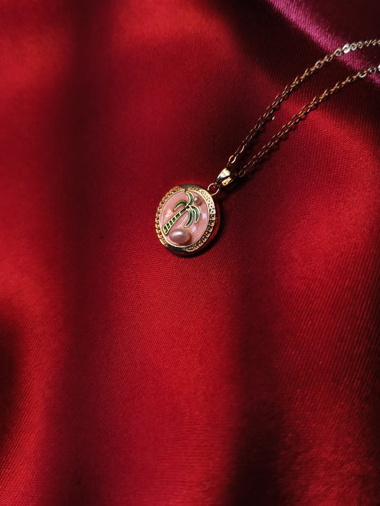 Palm Pearl Enamel Pendant