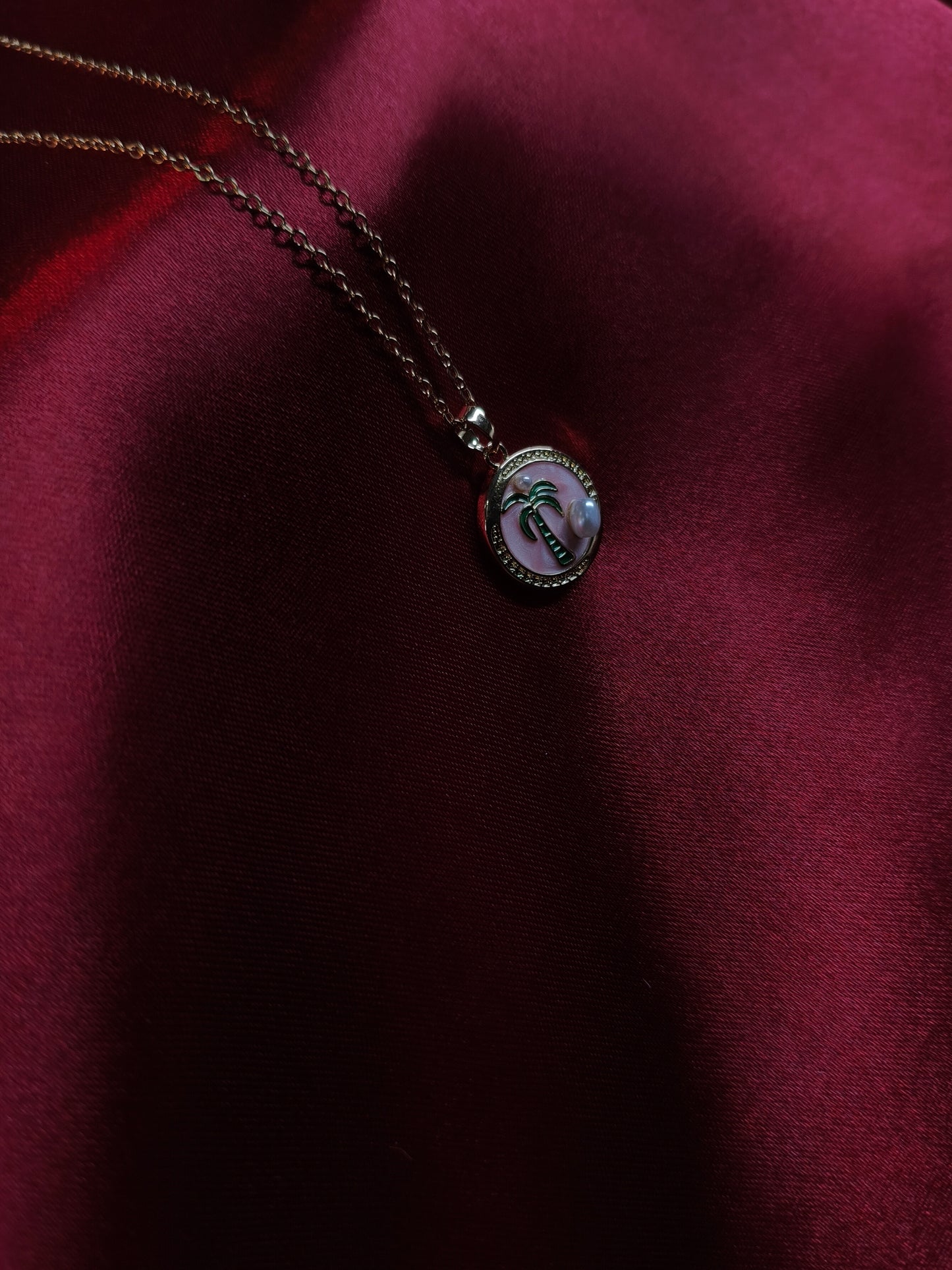 Palm Pearl Enamel Pendant