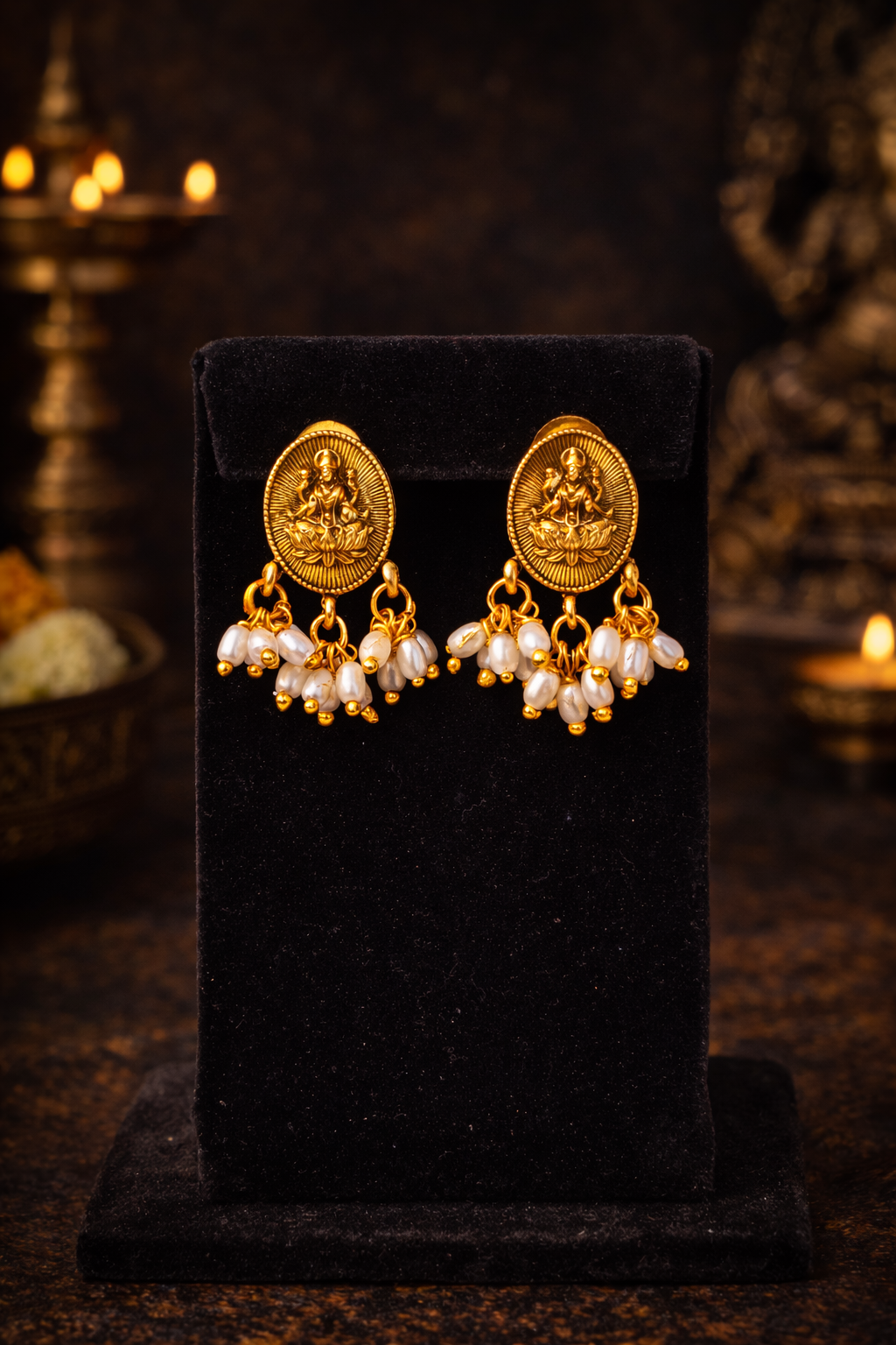 Divine Drop Lakshmi Pearl Invisible Necklace Set