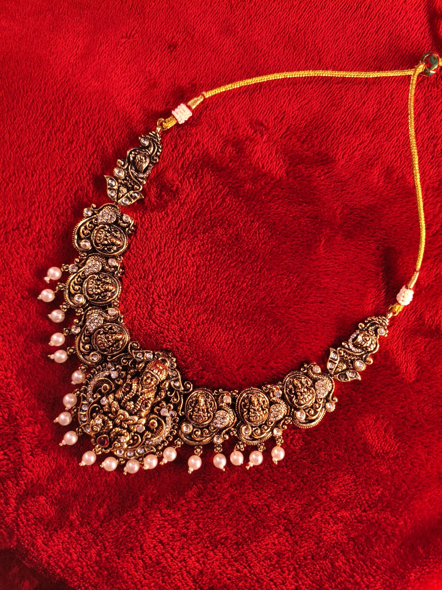 Antique Oxidised Gold Temple Necklace