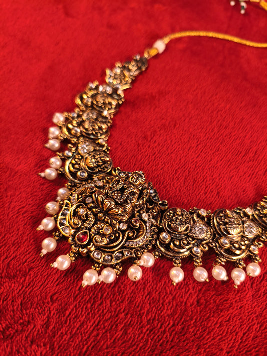 Antique Oxidised Gold Temple Necklace