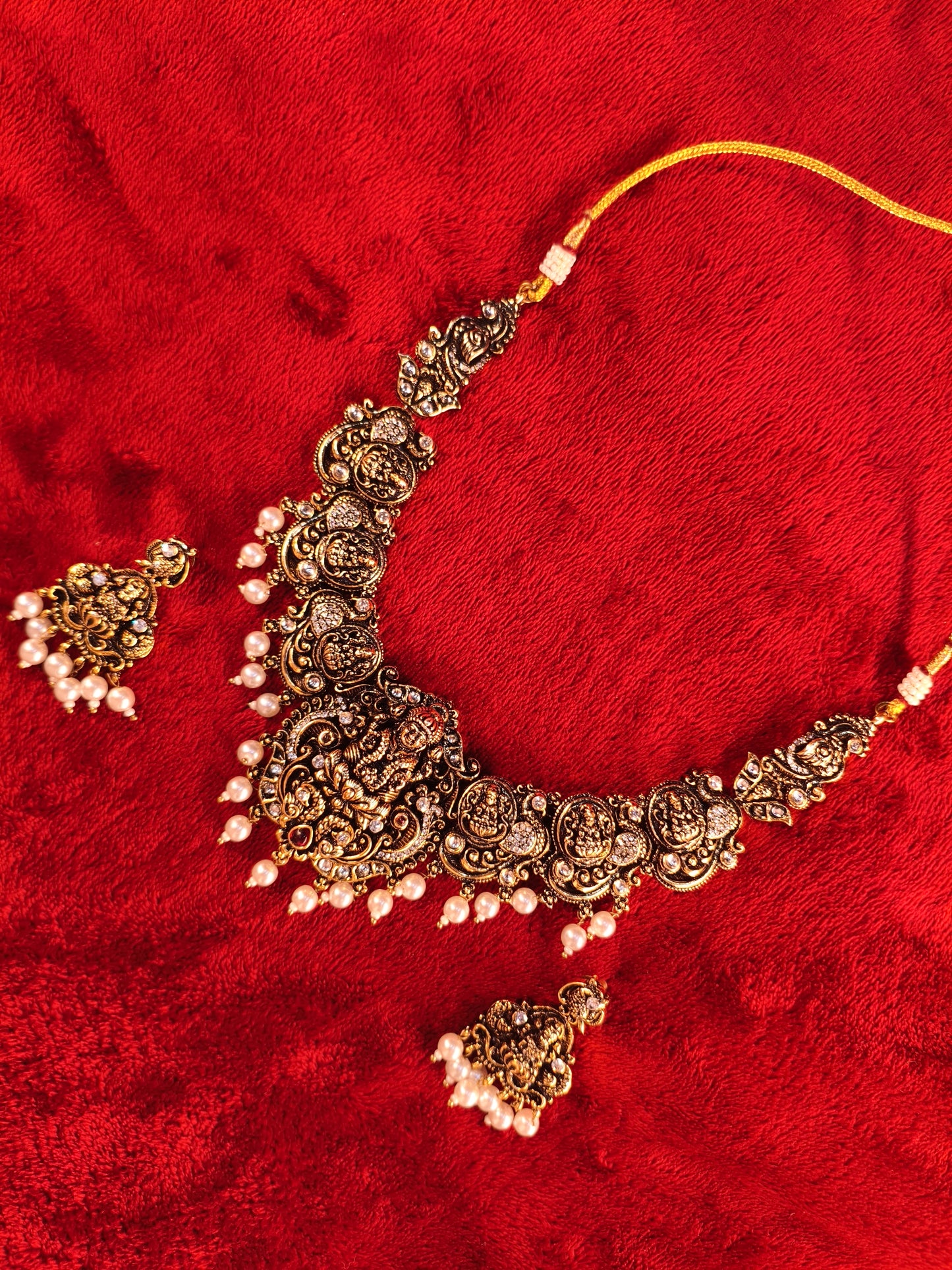 Antique Oxidised Gold Temple Necklace