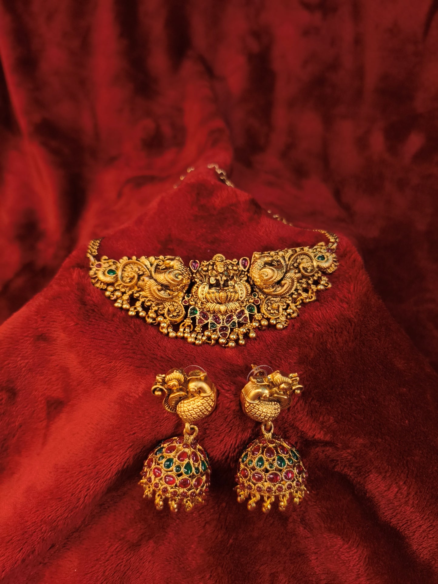 Traditional Peacock Temple Jewellery Set