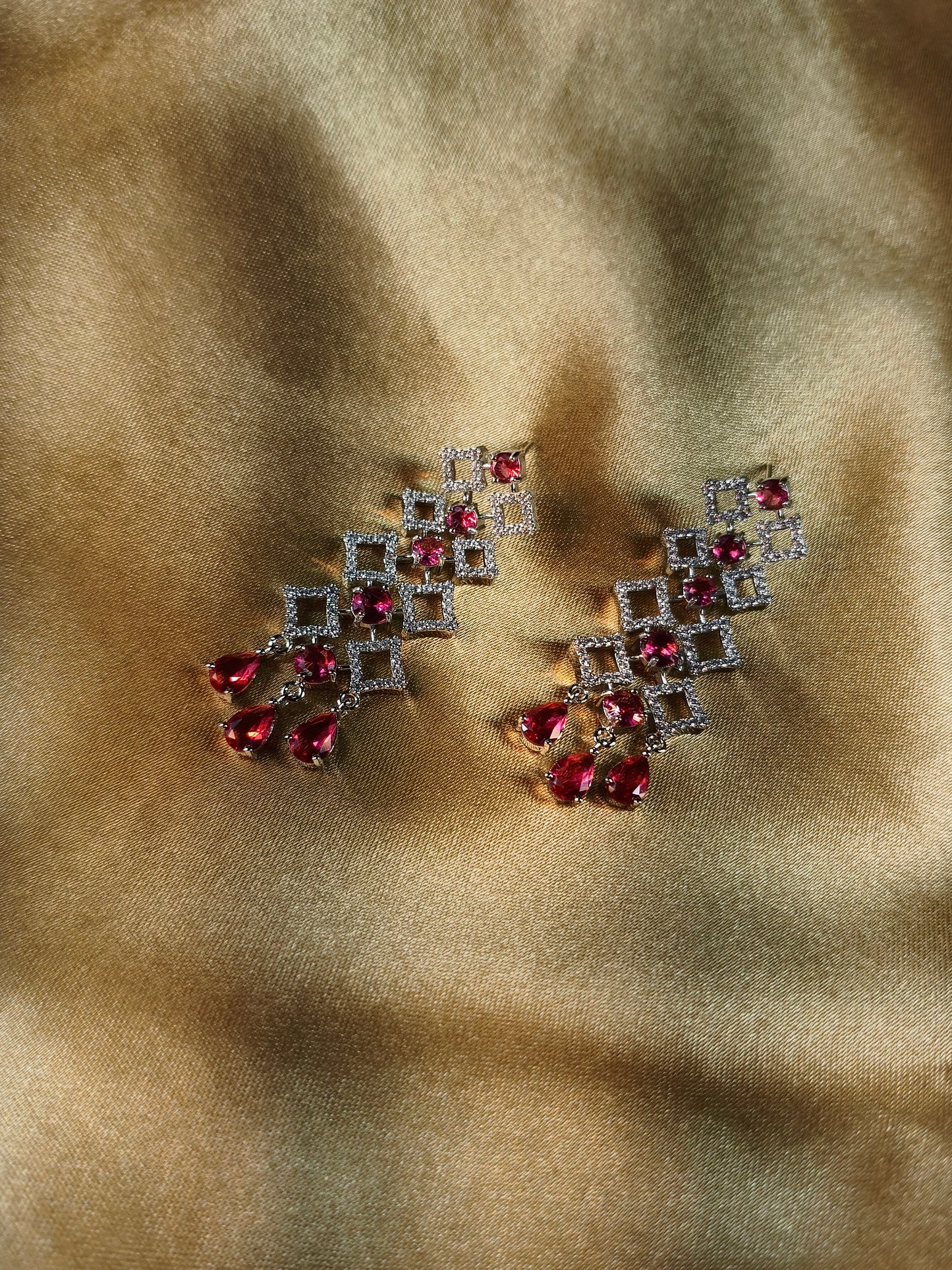 Ruby Lattice CZ Statement Necklace Set
