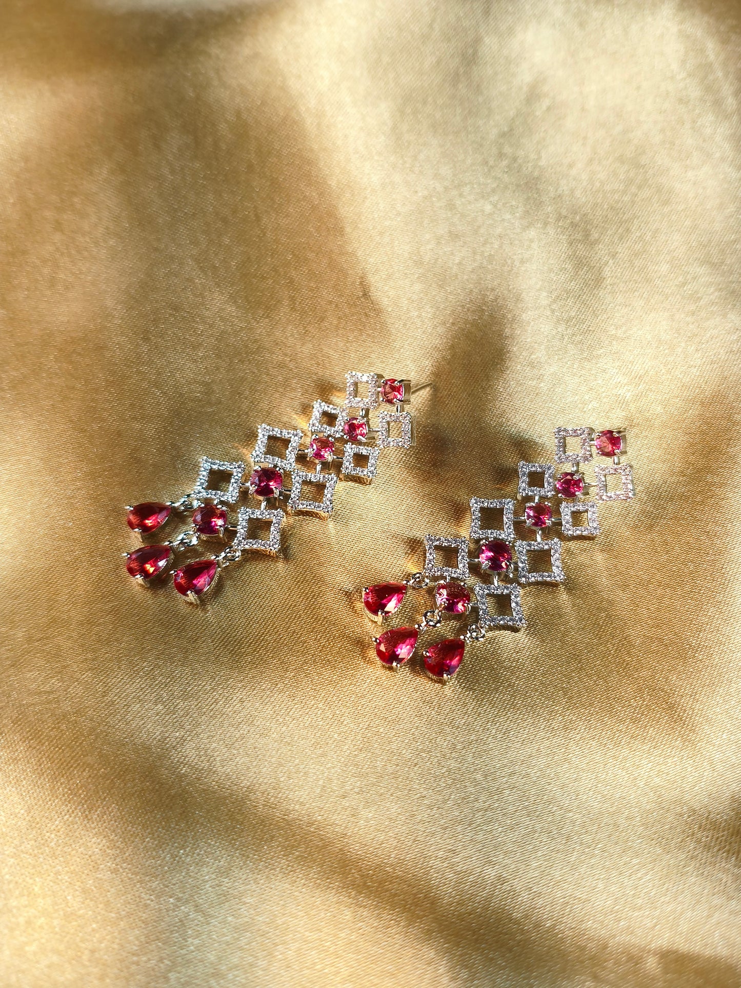 Ruby Lattice CZ Statement Necklace Set