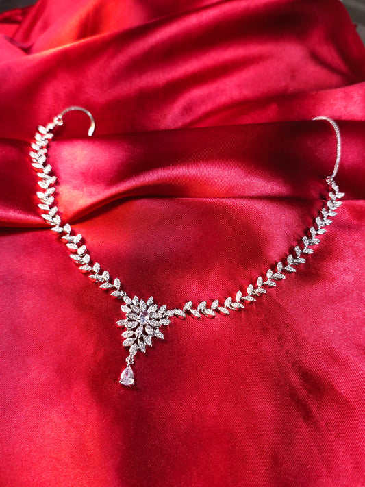 Crystal Leaf Cluster Necklace Set