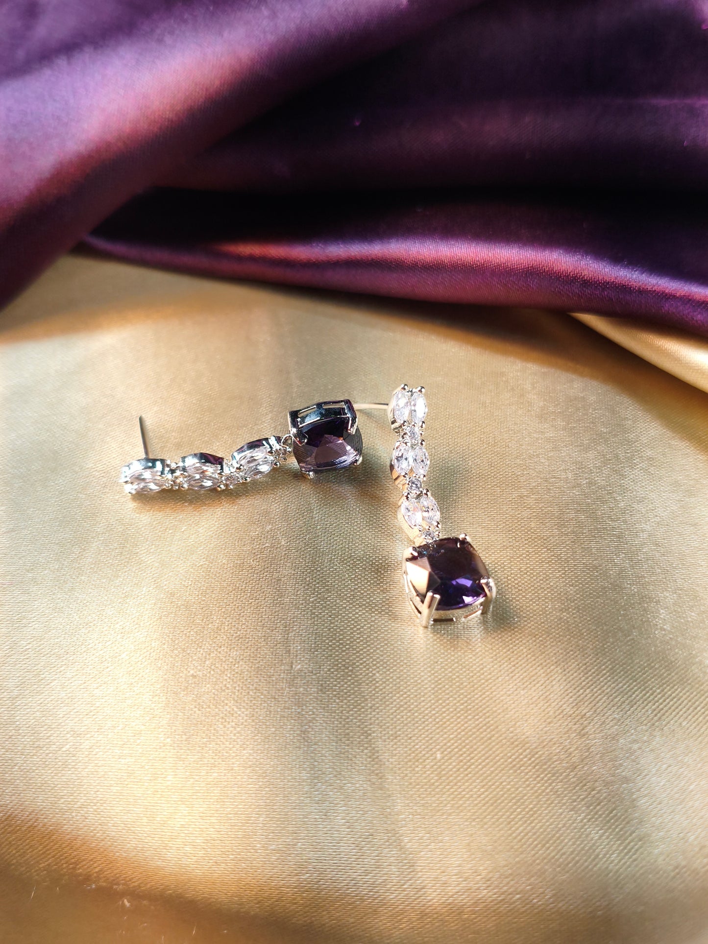 Amethyst Solitaire CZ Necklace Set