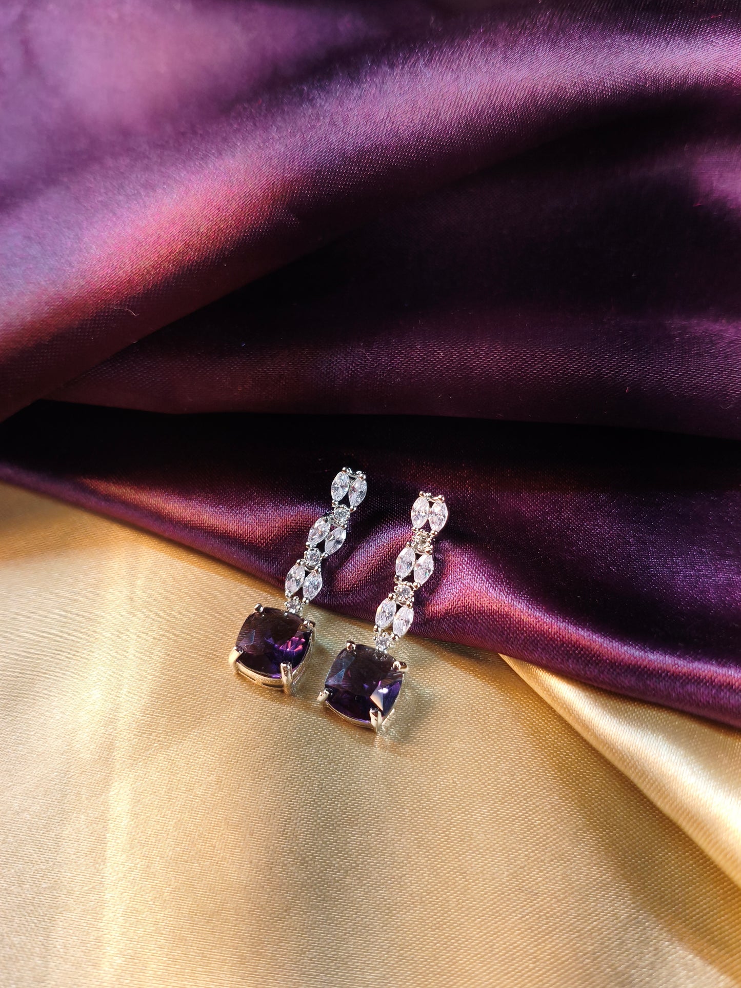 Amethyst Solitaire CZ Necklace Set
