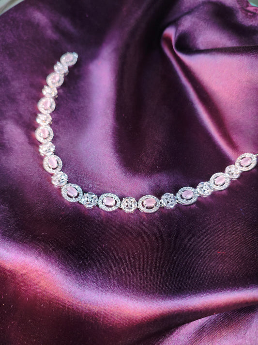 Blush Ice CZ Choker with Earrings & Maangtikka