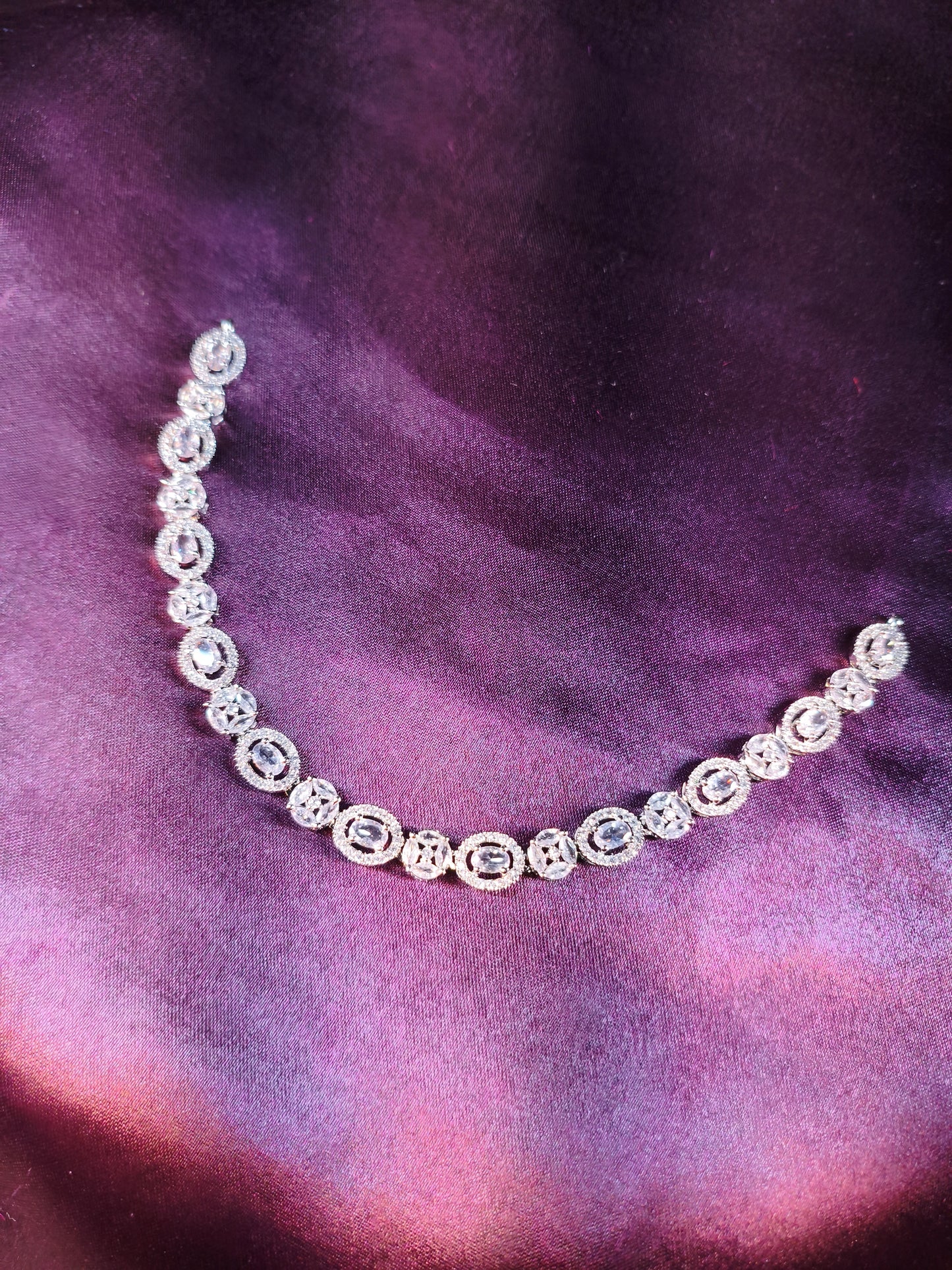 Classic CZ Halo Choker with Earrings & Maangtikka