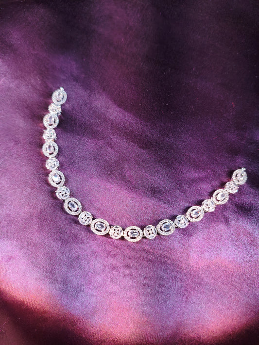 Classic CZ Halo Choker with Earrings & Maangtikka