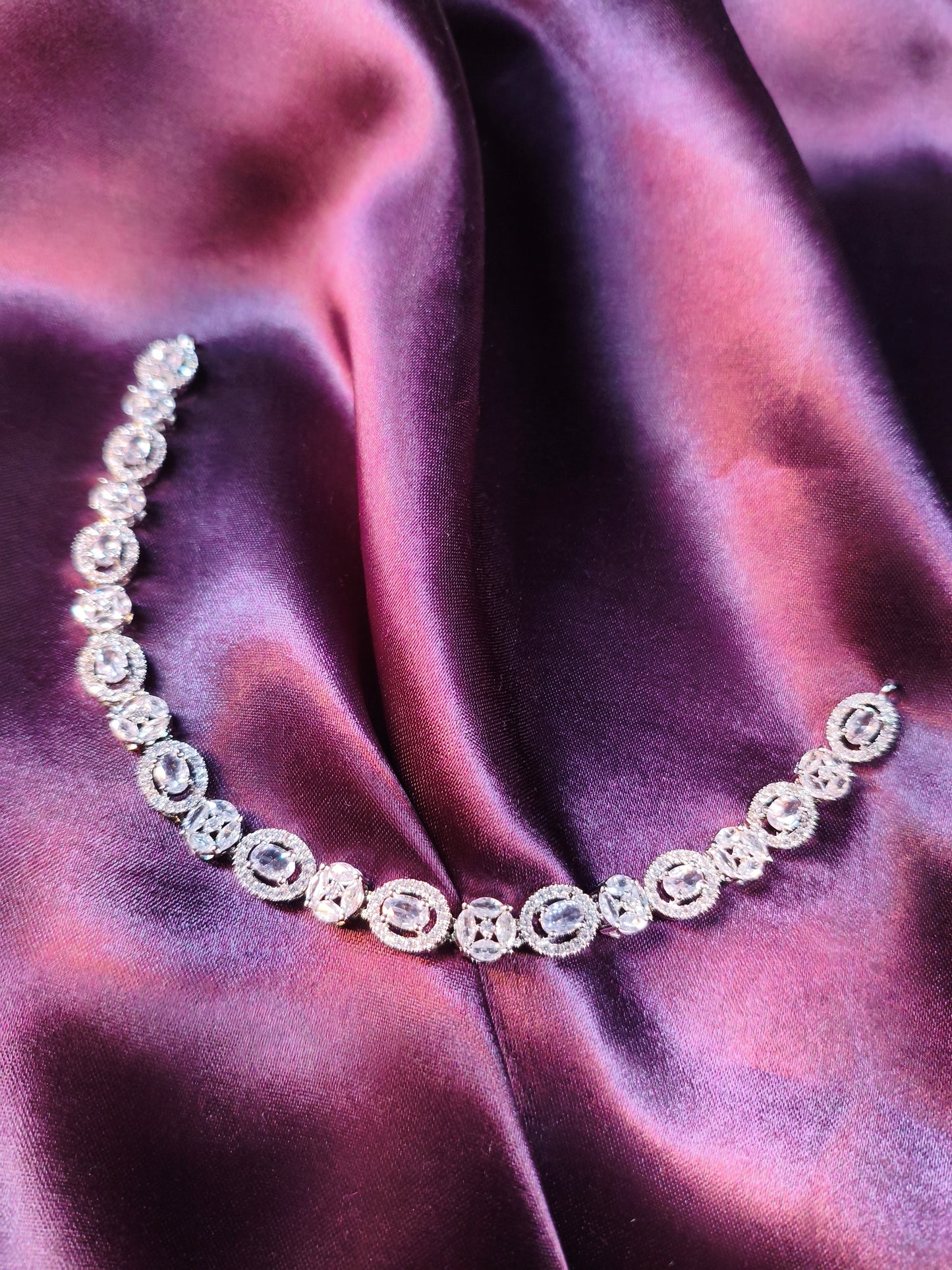 Classic CZ Halo Choker with Earrings & Maangtikka
