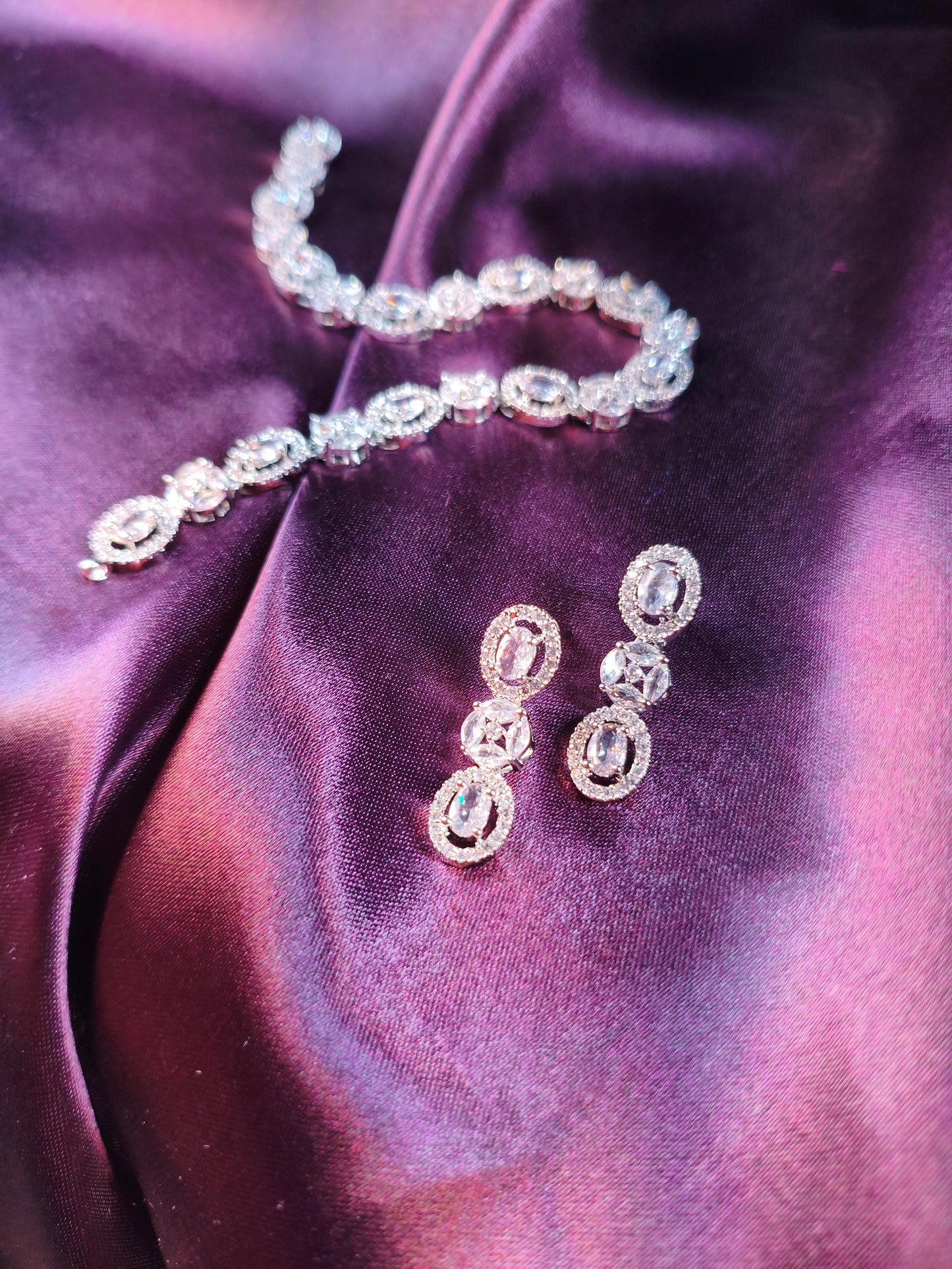 Classic CZ Halo Choker with Earrings & Maangtikka