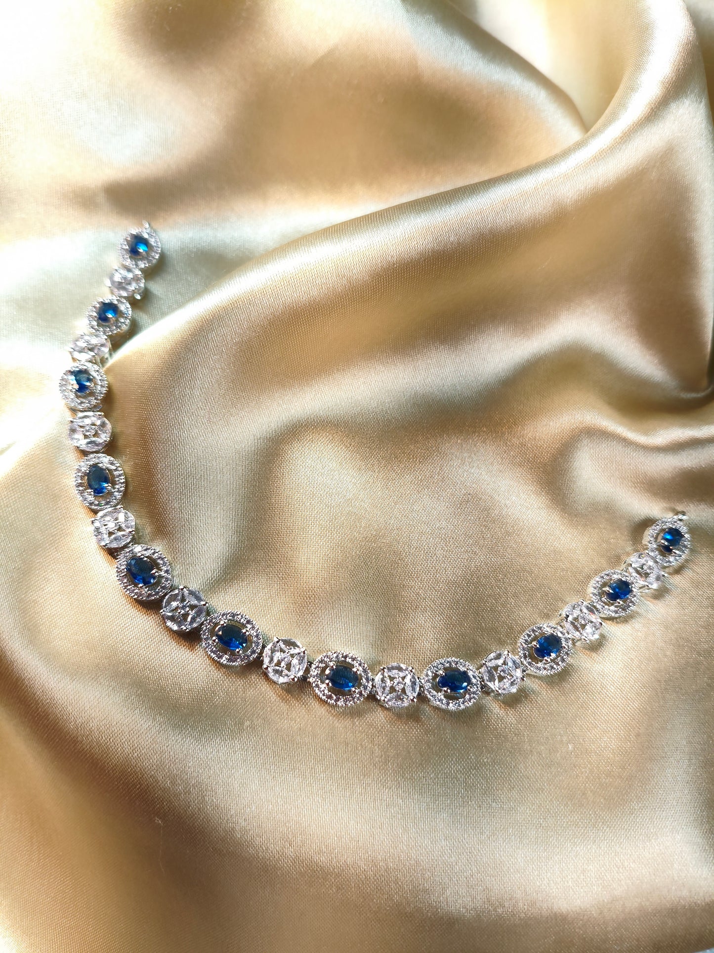 Royal Sapphire CZ Choker with Earrings & Maangtikka