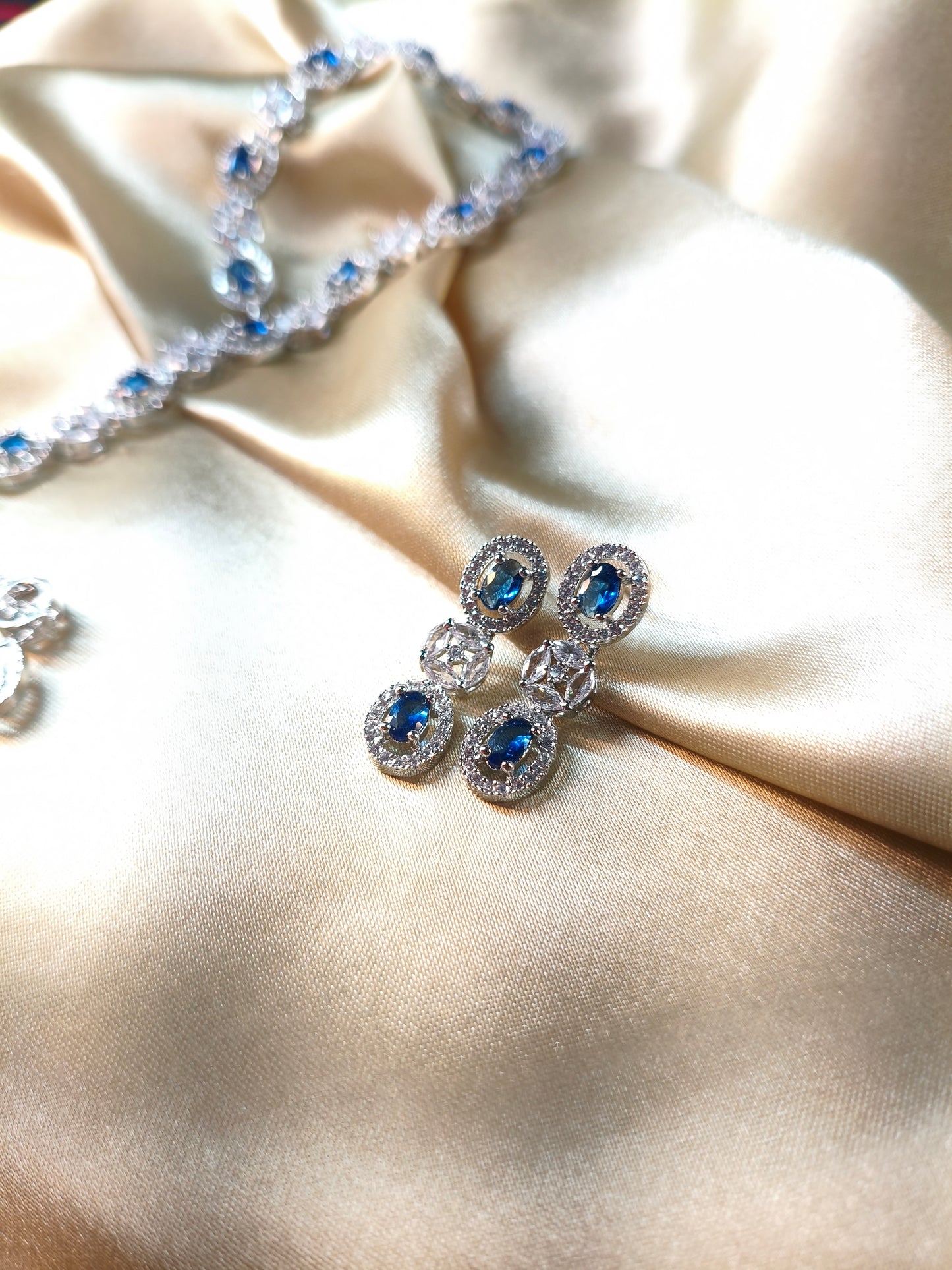 Royal Sapphire CZ Choker with Earrings & Maangtikka