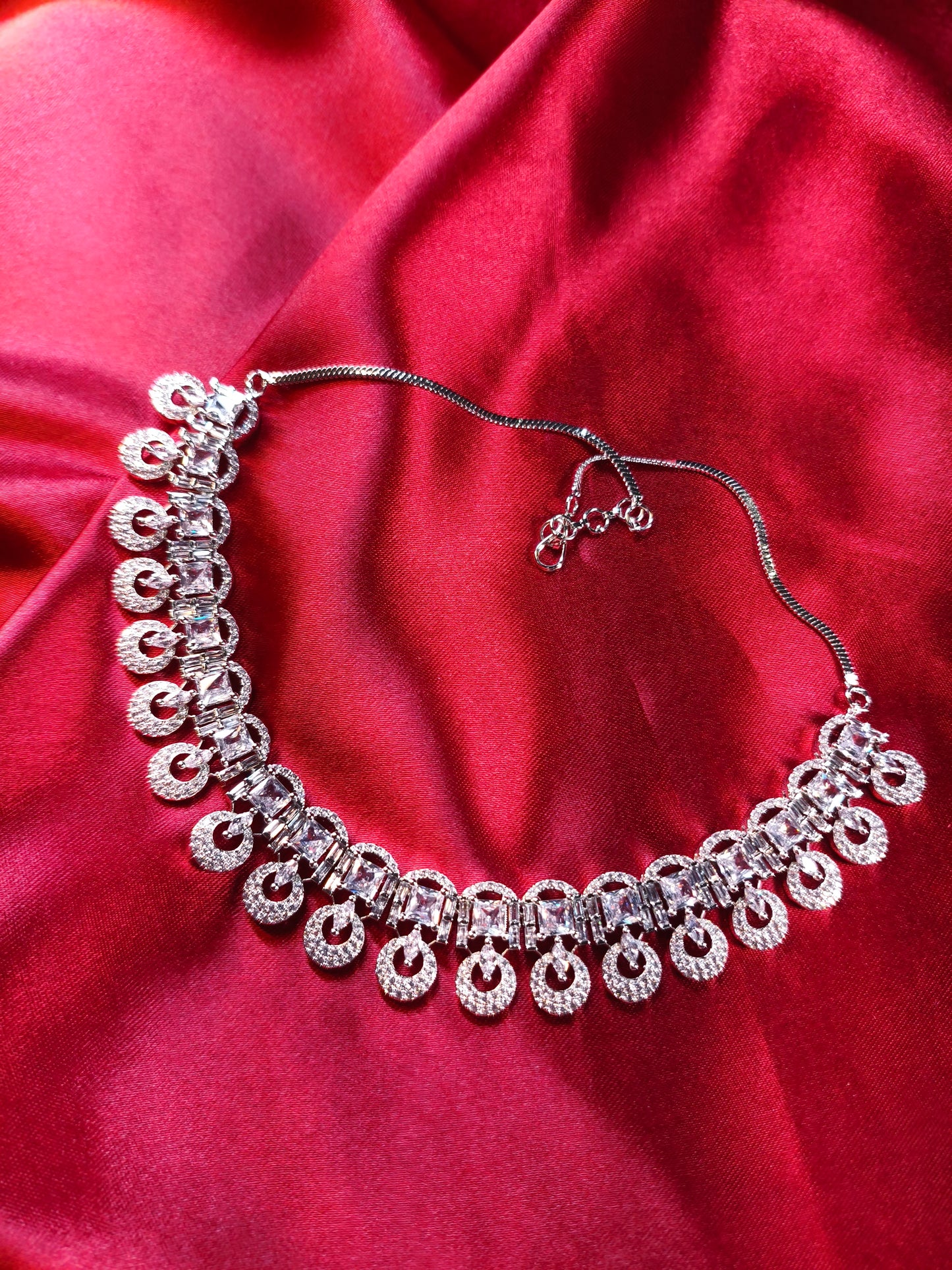 Diamond Swirl CZ Collar Necklace Set