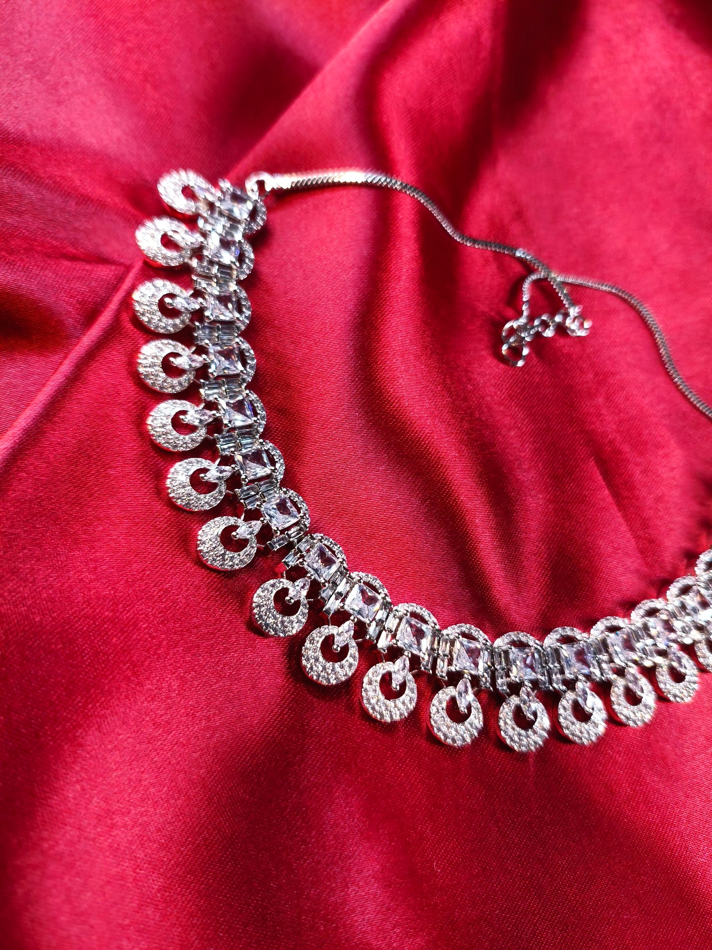 Diamond Swirl CZ Collar Necklace Set