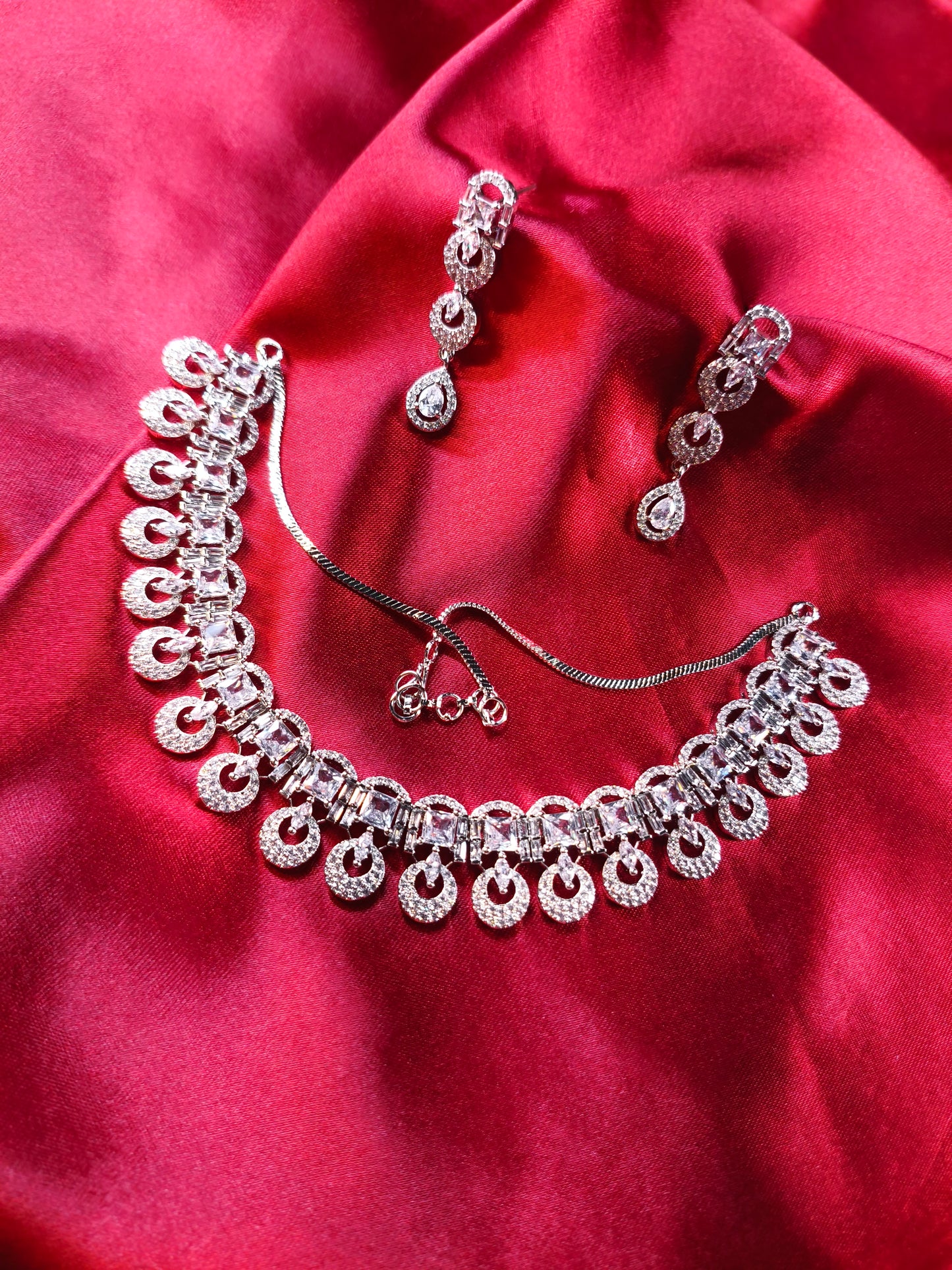 Diamond Swirl CZ Collar Necklace Set