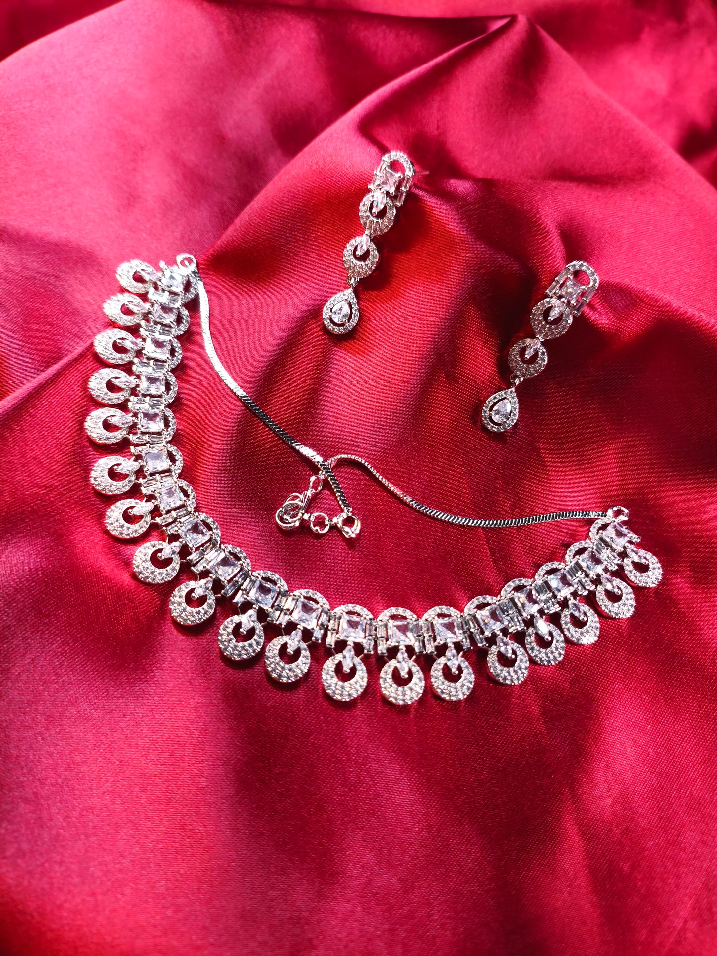 Diamond Swirl CZ Collar Necklace Set