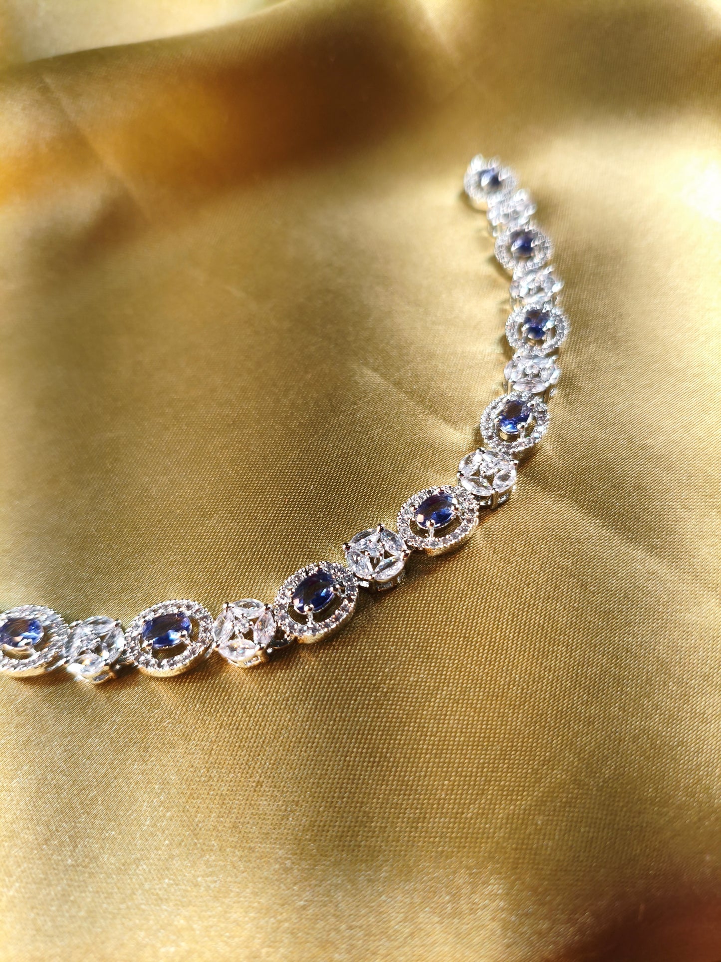 Midnight Sapphire CZ Choker with Earrings & Maangtikka