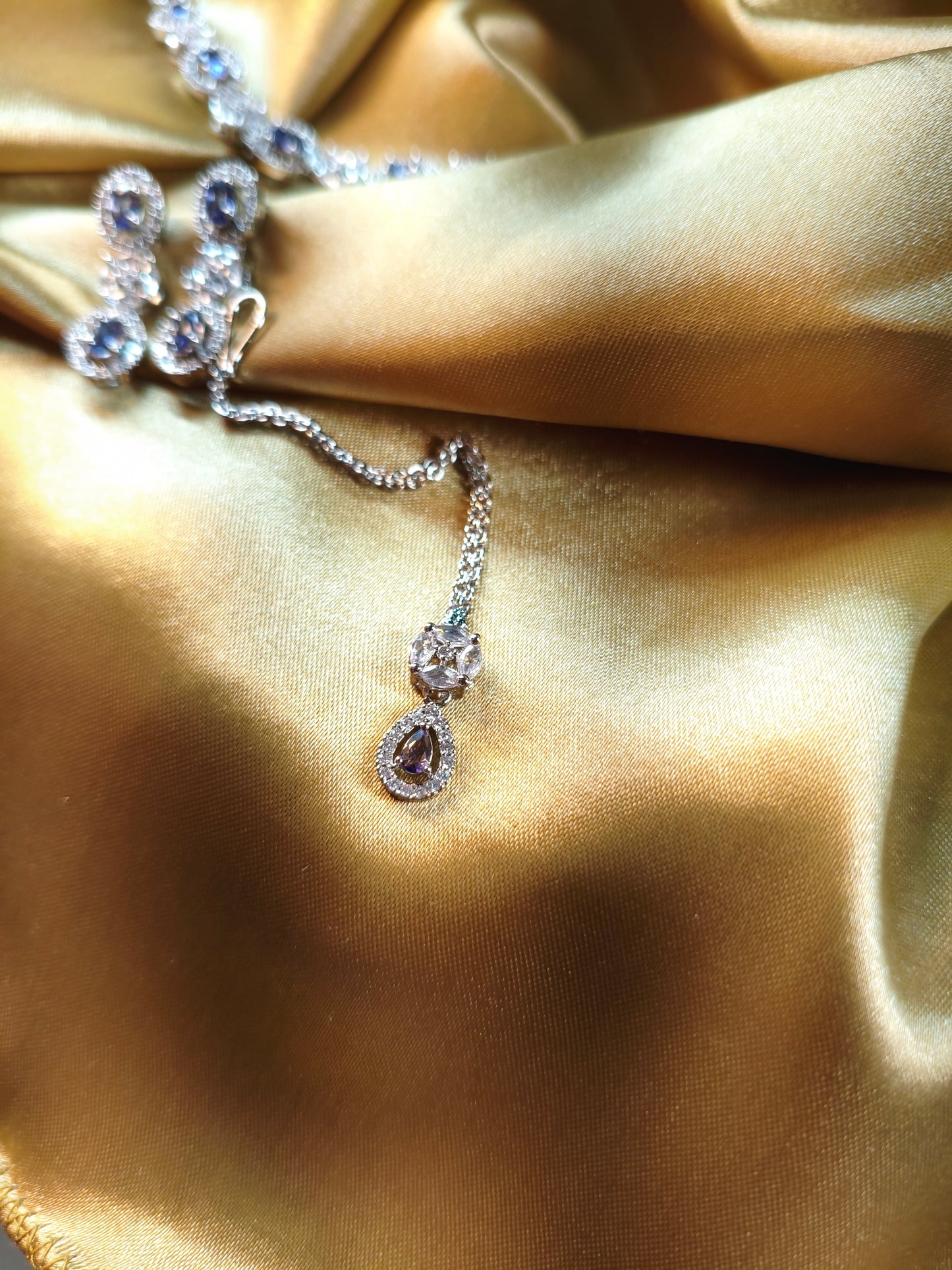 Midnight Sapphire CZ Choker with Earrings & Maangtikka