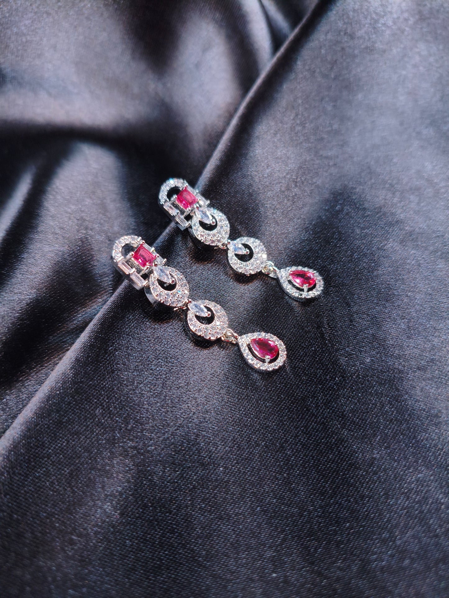 Ruby Swirl CZ Collar Necklace Set