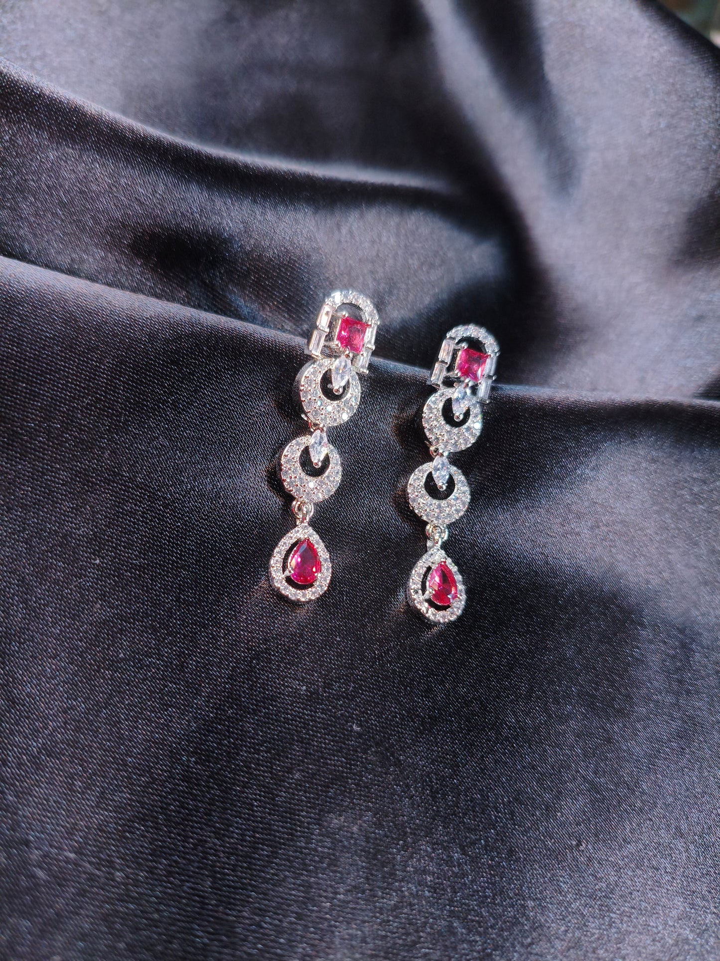 Ruby Swirl CZ Collar Necklace Set